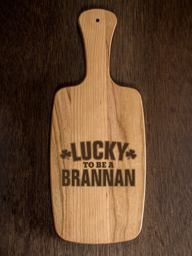 Lucky To Be Natural Cherry Cherry Wood Cheese Board - Engraved