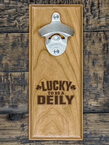 Lucky To Be Natural Cherry Cherry Wall Mount Bottle Opener - Engraved