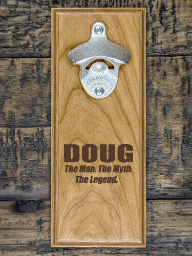 Man Myth Legend Natural Cherry Cherry Wall Mount Bottle Opener - Engraved