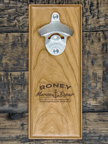 Marine Repair Natural Cherry Cherry Wall Mount Bottle Opener - Engraved