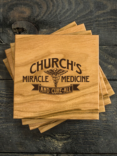 Miracle Medicine Natural Cherry Cherry Wood Coaster - Engraved (set of 4)