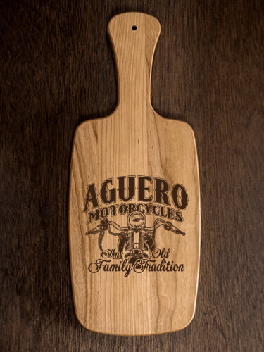 Motorcycle Family Tradition Natural Cherry Cherry Wood Cheese Board - Engraved