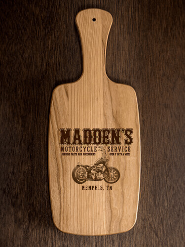 Motorcycle Service BP Natural Cherry Cherry Wood Cheese Board - Engraved