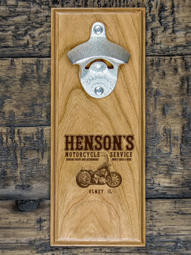 Motorcycle Service Natural Cherry Cherry Wall Mount Bottle Opener - Engraved