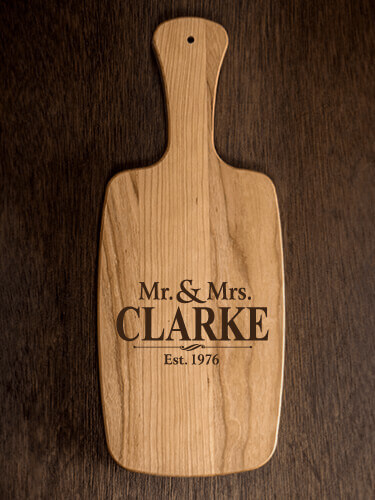 Mr and Mrs Natural Cherry Cherry Wood Cheese Board - Engraved