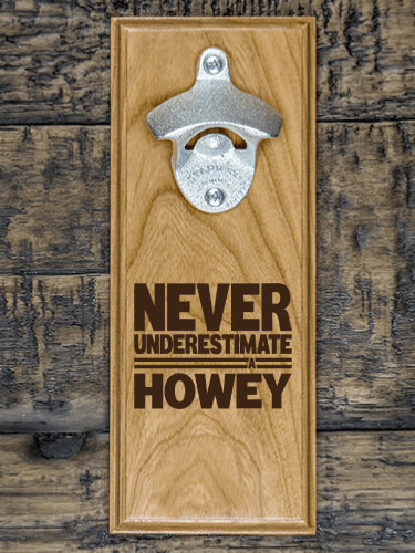 Never Underestimate Irish Natural Cherry Cherry Wall Mount Bottle Opener - Engraved