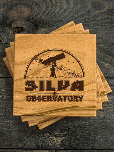 Observatory Natural Cherry Cherry Wood Coaster - Engraved (set of 4)
