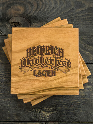 Oktoberfest Lager Natural Cherry Cherry Wood Coaster - Engraved (set of 4)