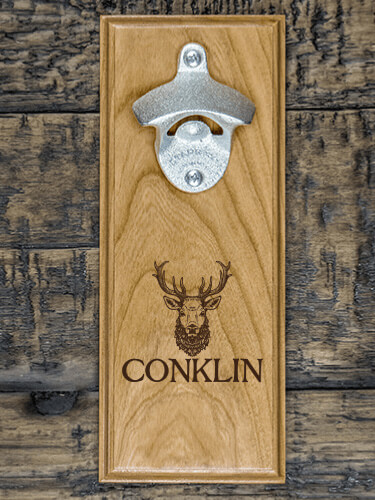Old Stag Natural Cherry Cherry Wall Mount Bottle Opener - Engraved