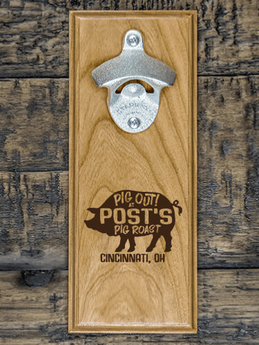 Pig Roast Natural Cherry Cherry Wall Mount Bottle Opener - Engraved