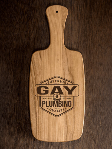 Plumbing Natural Cherry Cherry Wood Cheese Board - Engraved