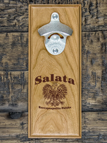 Polish Eagle Natural Cherry Cherry Wall Mount Bottle Opener - Engraved