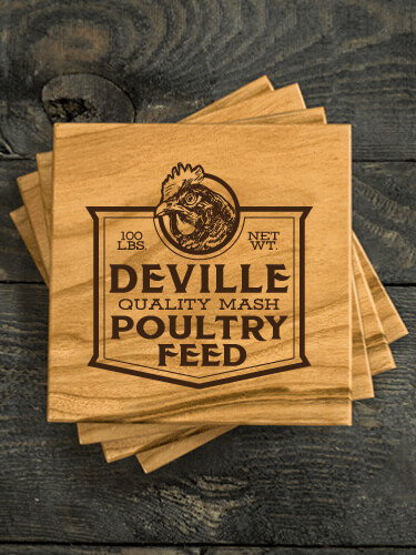 Poultry Feed Natural Cherry Cherry Wood Coaster - Engraved (set of 4)