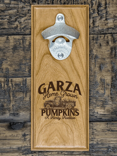 Pumpkins Natural Cherry Cherry Wall Mount Bottle Opener - Engraved