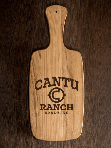 Ranch Monogram Natural Cherry Cherry Wood Cheese Board - Engraved