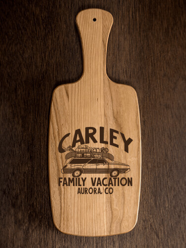 Retro Family Vacation Natural Cherry Cherry Wood Cheese Board - Engraved