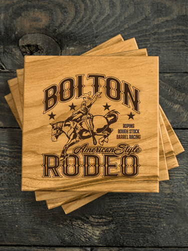 Rodeo Natural Cherry Cherry Wood Coaster - Engraved (set of 4)