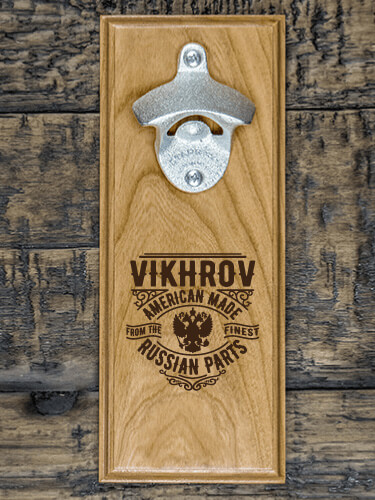 Russian Parts Natural Cherry Cherry Wall Mount Bottle Opener - Engraved