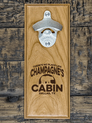 Rustic Cabin Natural Cherry Cherry Wall Mount Bottle Opener - Engraved
