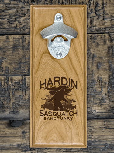 Sasquatch Sanctuary Natural Cherry Cherry Wall Mount Bottle Opener - Engraved