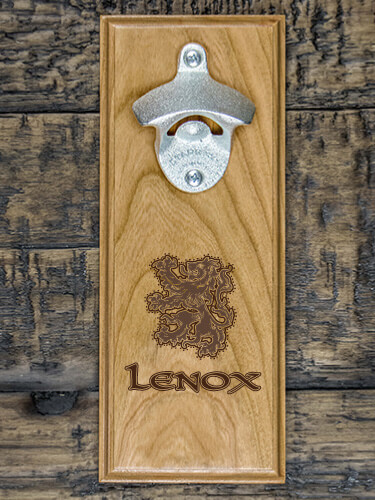 Scottish Lion Natural Cherry Cherry Wall Mount Bottle Opener - Engraved