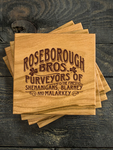 Shenanigans Natural Cherry Cherry Wood Coaster - Engraved (set of 4)