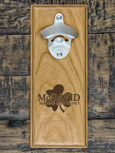 Sounds Irish to Me Natural Cherry Cherry Wall Mount Bottle Opener - Engraved