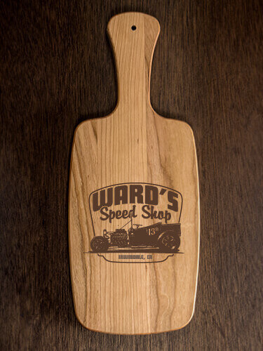 Speed Shop BP Natural Cherry Cherry Wood Cheese Board - Engraved