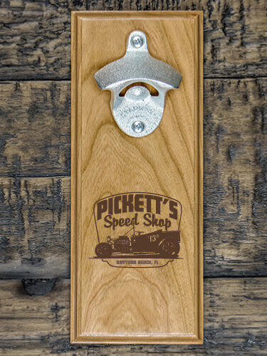 Speed Shop BP Natural Cherry Cherry Wall Mount Bottle Opener - Engraved