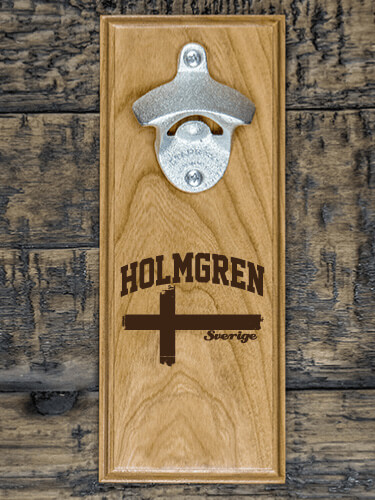 Sweden Natural Cherry Cherry Wall Mount Bottle Opener - Engraved