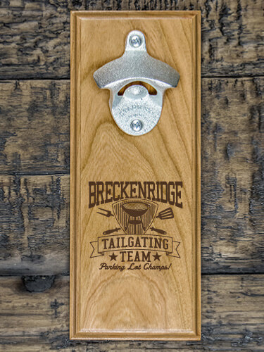 Tailgating Team Natural Cherry Cherry Wall Mount Bottle Opener - Engraved