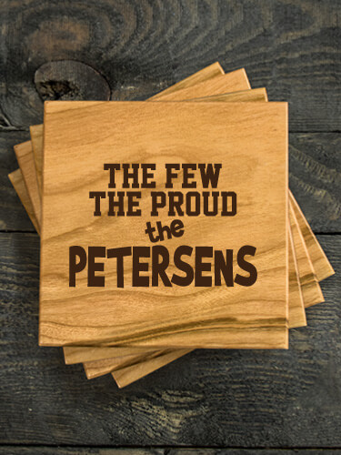 The Few The Proud Natural Cherry Cherry Wood Coaster - Engraved (set of 4)