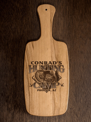 Turkey Hunting Camp Natural Cherry Cherry Wood Cheese Board - Engraved