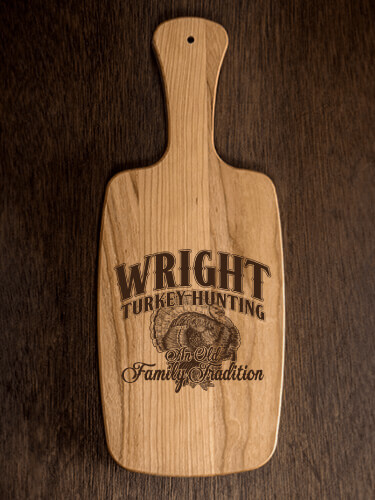 Turkey Hunting Family Tradition Natural Cherry Cherry Wood Cheese Board - Engraved