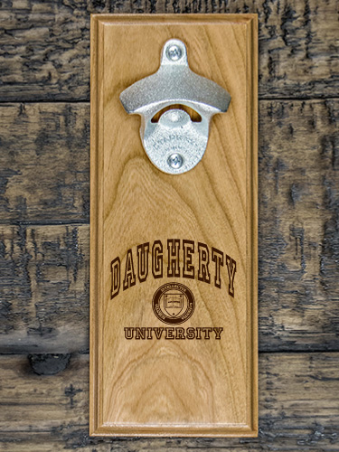 University Natural Cherry Cherry Wall Mount Bottle Opener - Engraved