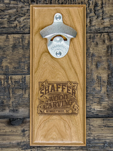Wood Carving Natural Cherry Cherry Wall Mount Bottle Opener - Engraved