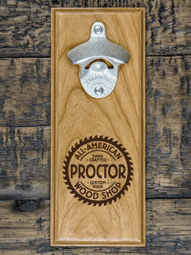 Wood Shop Natural Cherry Cherry Wall Mount Bottle Opener - Engraved