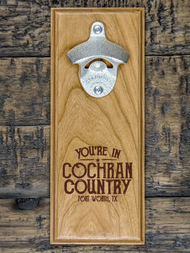 Your Country Natural Cherry Cherry Wall Mount Bottle Opener - Engraved