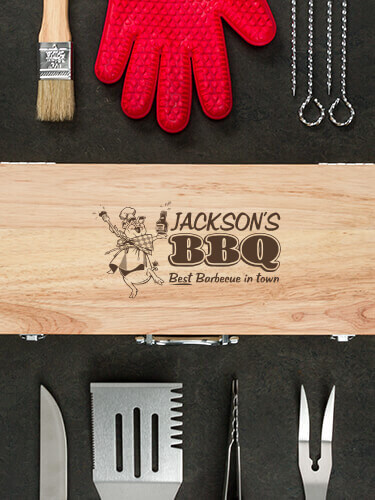 BBQ Natural Hevea Hardwood 10 Piece BBQ Set