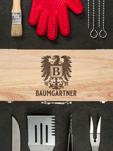 German Monogram Natural Hevea Hardwood 10 Piece BBQ Set