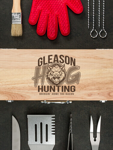 Hog Hunting Natural Hevea Hardwood 10 Piece BBQ Set