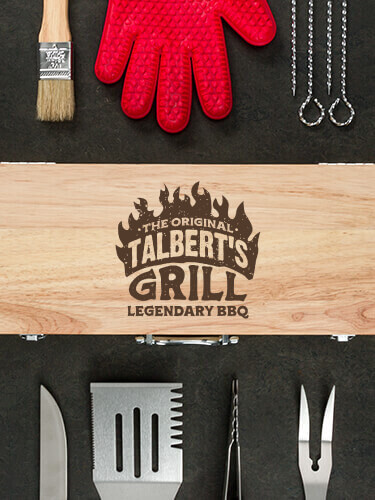 Legendary BBQ Natural Hevea Hardwood 10 Piece BBQ Set
