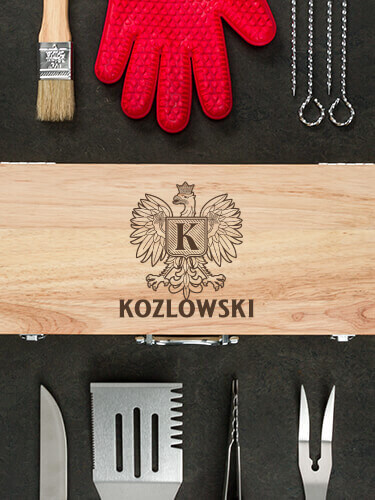Polish Monogram Natural Hevea Hardwood 10 Piece BBQ Set