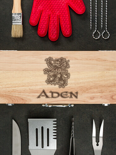 Scottish Lion Natural Hevea Hardwood 10 Piece BBQ Set