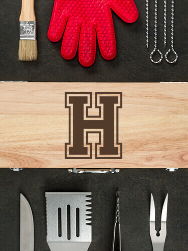 Varsity Letter Natural Hevea Hardwood 10 Piece BBQ Set