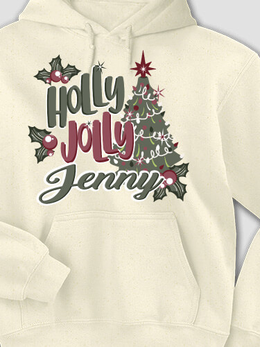 Holly Jolly Natural Adult Hooded Sweatshirt