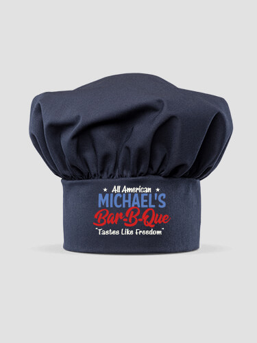 All American BBQ Navy Embroidered Chef Hat