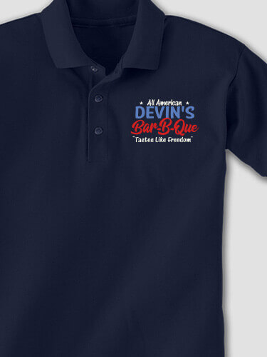 All American BBQ Navy Embroidered Polo Shirt