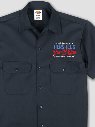 All American BBQ Navy Embroidered Work Shirt