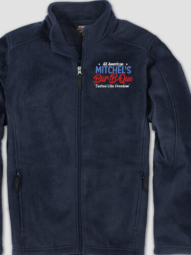 All American BBQ Navy Embroidered Zippered Fleece